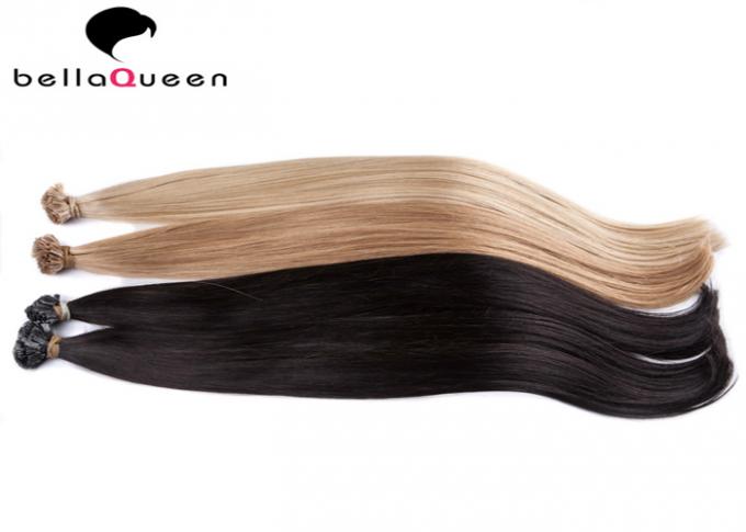 6A categoria U - de seda preto natural das extensões do cabelo da ponta em linha reta com cutícula completa