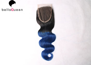 China Dois fechamento 1B/azul do Weave do cabelo humano do fechamento do laço do cabelo de três tons fornecedor