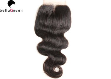 Fechamento natural do cabelo da onda do corpo do cabelo do Virgin do malaio do preto 100% NENHUM produto químico